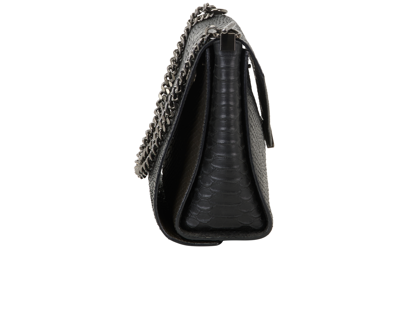 Reversible Python Embossed Delphine, &pound;350, Handbags, Black/Grey, Leather, Side view